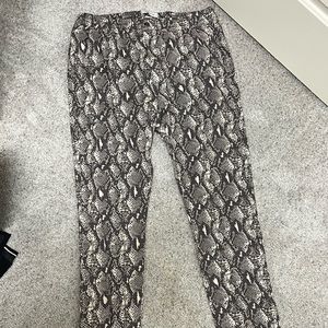 Snakeskin Print Drawstring Waist Pants